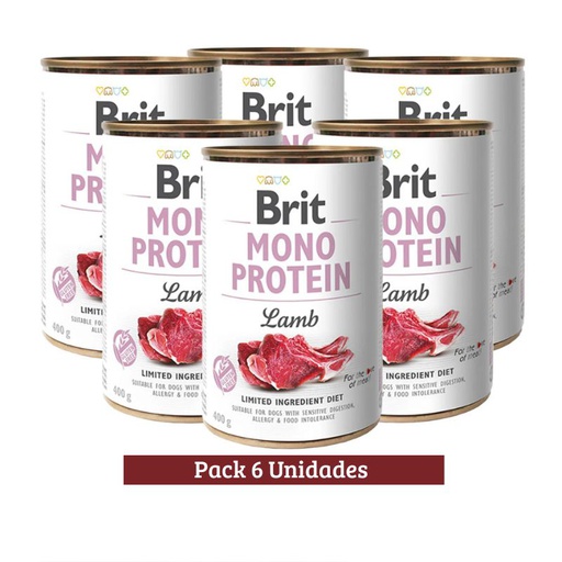 Pack Brit Care Mono Protein Lamb Dog x 6u 400g