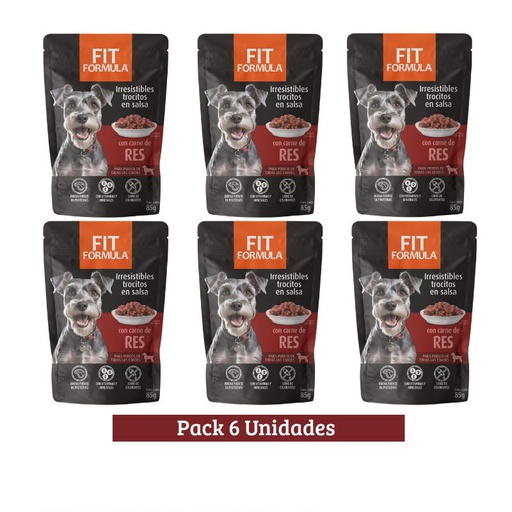 Pack Fit Formula Pouch Vacuno Perro x 6u 85g