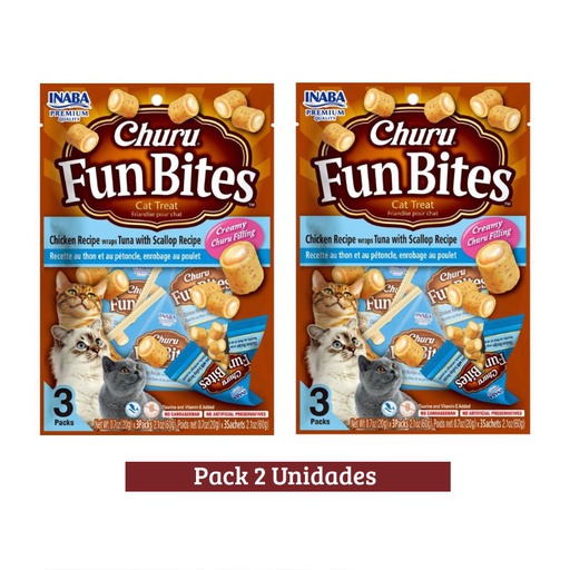 Pack Churu Fun Bites Recipe Atun y Ostiones Cat x 6u 60g
