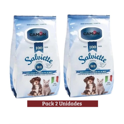 Pack Camon Toallitas Perfumadas Fragancia Talco x 2u 100unid