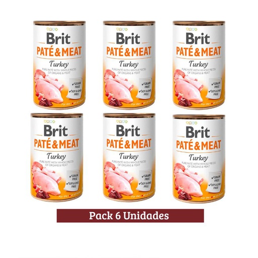 Pack Brit Pate &amp; Meat  Turkey Dog x 6u 400g