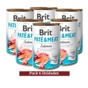Pack Brit Pate & Meat Salmon Dog x 6u 400g