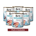 Pack Brit Pate & Meat Salmon Dog x 6u 800g