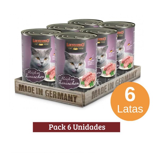 Pack Leonardo Adult Cat Conejo X 6u 400g