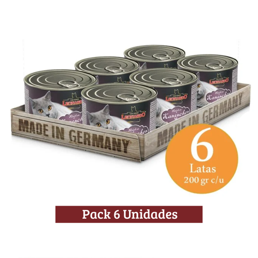Pack Leonardo Lata Adulto Cat Conejo X 6u 200g