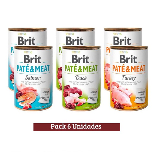 Pack Brit Pate &amp; Meat Mixto Dog x 6u 400g