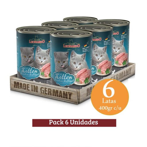 Pack Leonardo Kitten Rico en ave de corral X 6u 400g