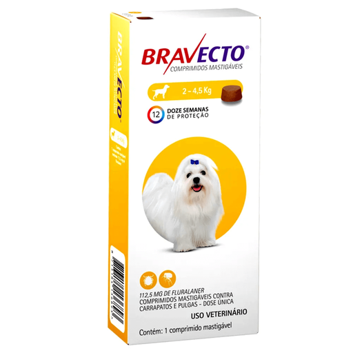 Antiparasitario Bravecto  de 2 a 4.5kg Para Perros 1Comp.