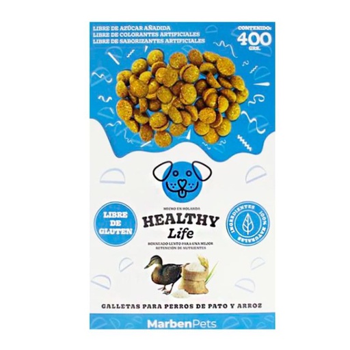 Galletas Healthy Life Dog Libre de Gluten Pato y Arroz Snack Dog 400g