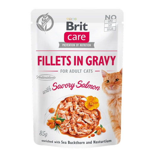 Brit Care Cat Fillets in Gravy Pouch Salmon 85gr