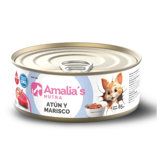 Amalia's Nutra Lata Gato Atun y Mariscos 85g
