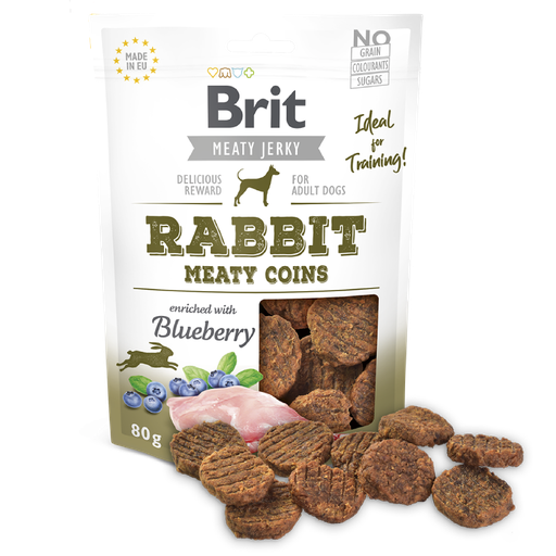 Brit Meaty Jerky Snack Coins Conejo Con Arandanos Perro 80g