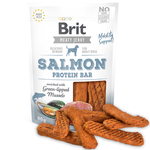 Brit Meaty Jerky Snack Protein Bar Salmon Perro 80g