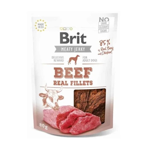 Brit Meaty Jerky Snack Protein Bar Beef Fillets Perro 80g